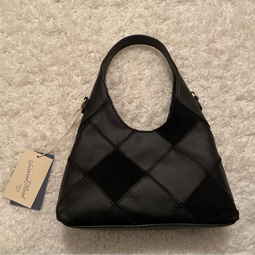 Universal Thread Black Square Patchwork Mini Slouchy Chain Handbag NWT